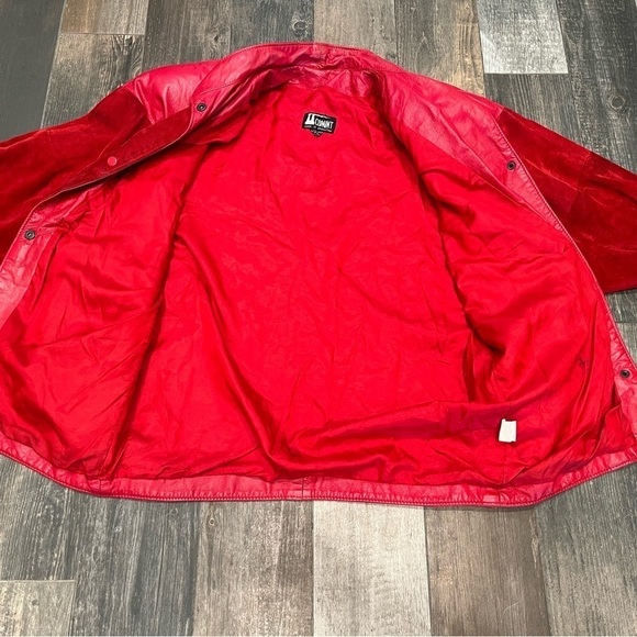 Comint 1980’s RED Leather Suede Snap Front Jacket Coat Sz L Argentina vintage - Picture 5 of 13